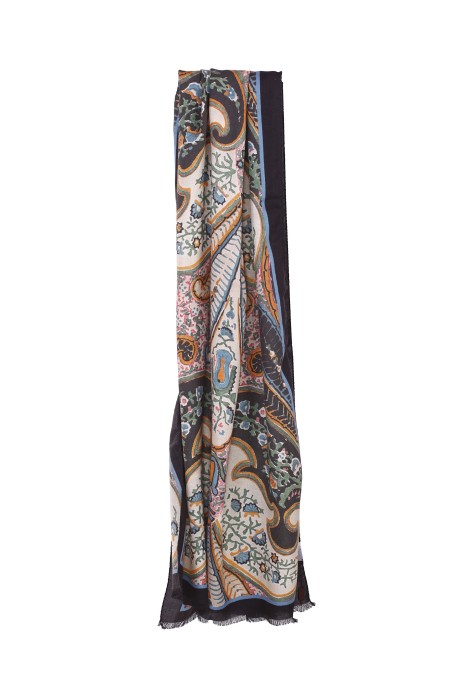 Shop ETRO  Sciarpa: Etro sciarpa in cashmere e seta.
Sciarpa in cachemire, decorata da una stampa con motivi Paisley d'archivio e impreziosita da una bordatura unita sfrangiata.
Dimensioni: 70x170cm.
Composizione: 70% Cashmere 30% Seta.
Made in Italy.. 11777 9598-0001